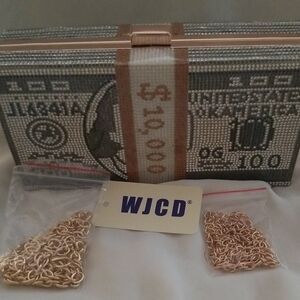 Glam Rhinestone Dazzling $10K Purse Bag Evening Fun 8x4x2.5” Money